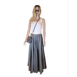Vintage 1990's St. Tropez West Gray Flowy Maxi Skirt - Pleated A-Line SZ Medium